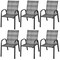 Costway Set of 6 Patio Rattan Dining Chairs Stackable Armrest Garden Mix Gray\Mix Brown